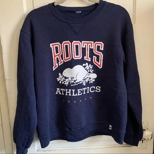 Classic vintage 80s navy Roots Russell crewneck